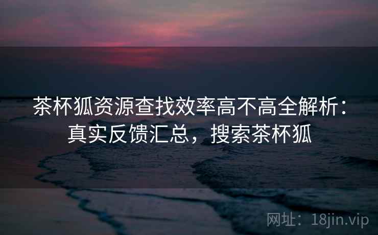 茶杯狐资源查找效率高不高全解析：真实反馈汇总，搜索茶杯狐